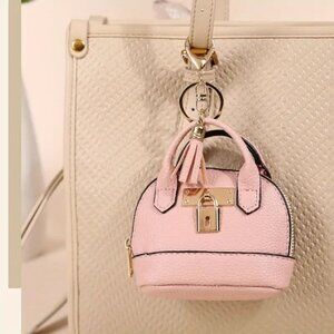 Cute Mini Pink Faux Leather Coin Purse Bag Keychain for money/lipstick/earpods